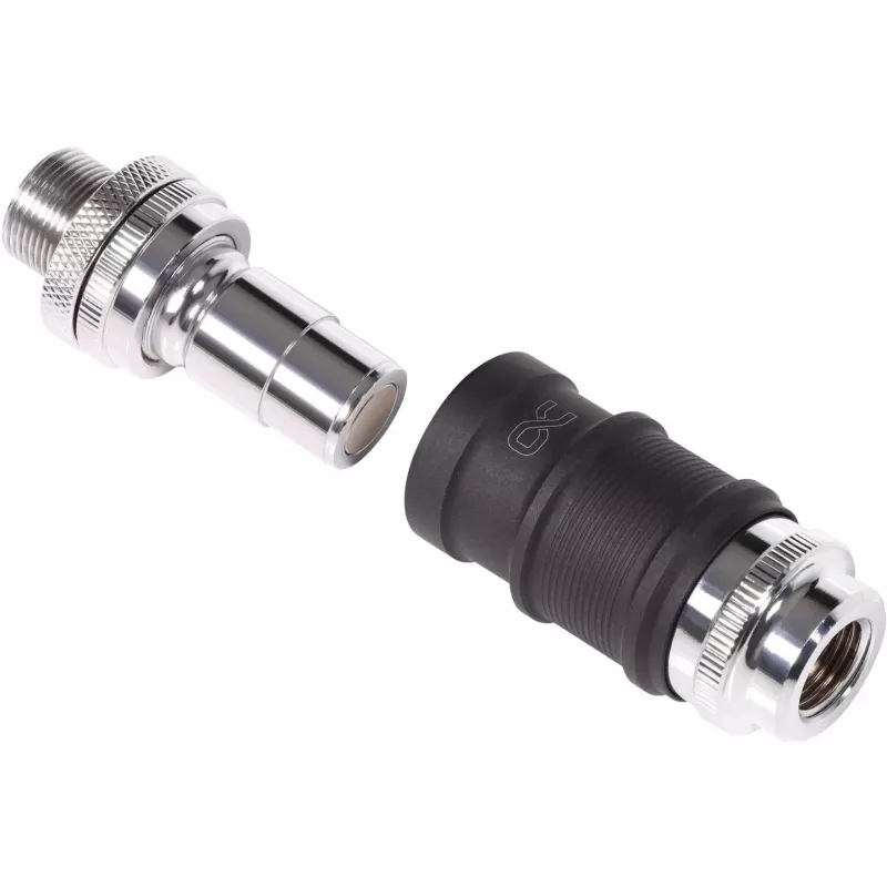 Alphacool Quick Disconnect -sarja BLH1A IG-IG Schott-liittimellä – pikaliitinpari G½/G1/4-liittimille