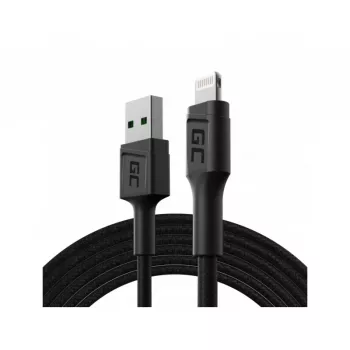 Lightning-kaapeli Green Cell KABGC18 — 2 m, Lightning–USB-A, musta