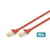 DIGITUS CAT6A S/FTP -verkkokaapeli, 1 m, punainen, 10 kpl:n pakkaus