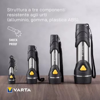 Käsitaskulamppu Varta Day Light Multi LED F20 musta hopea keltainen