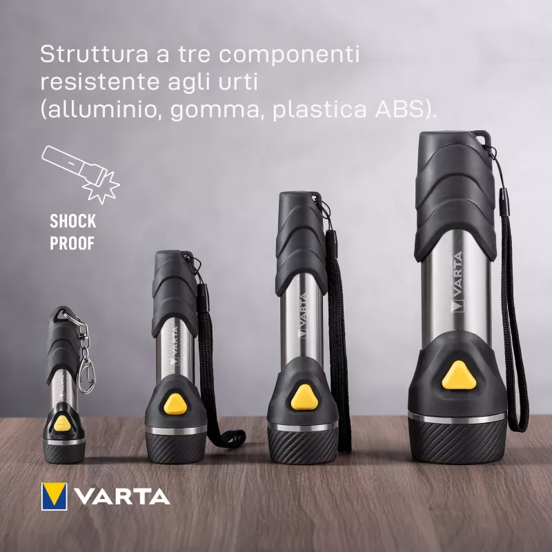 Käsitaskulamppu Varta Day Light Multi LED F20 musta hopea keltainen