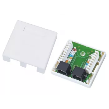 Kaapeliliitin Alantec GN002 2×RJ45 naaras–naaras valkoinen suora muovi