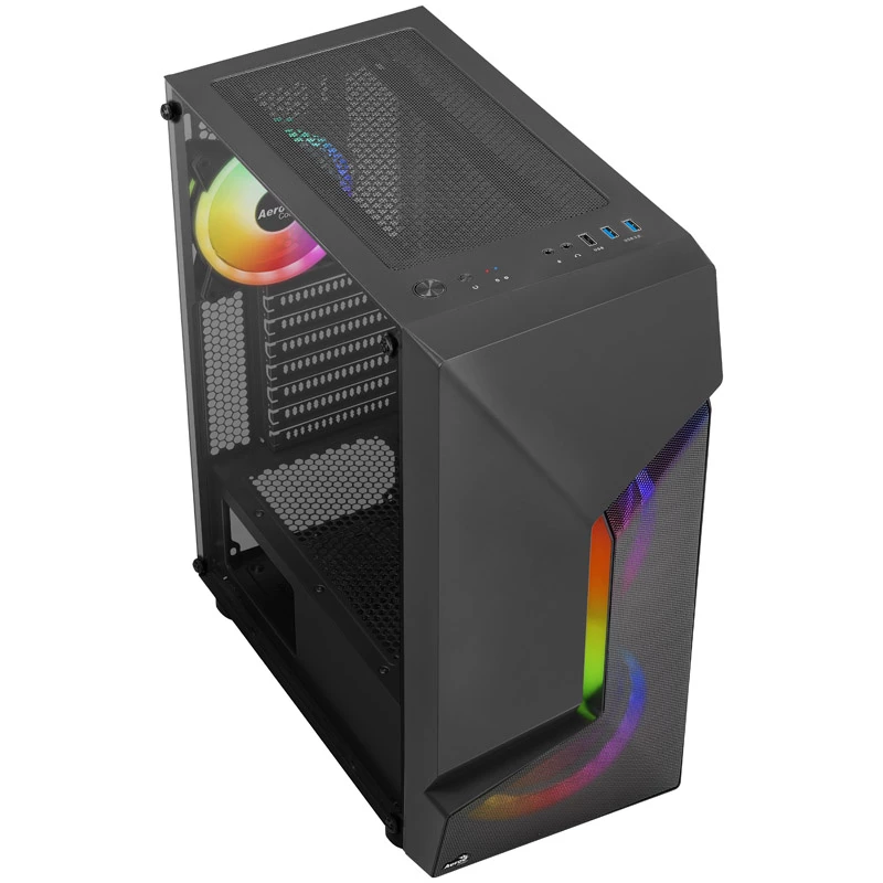 Aerocool Scape-G-BK-v2 Midi-Tower, Tempered Glass, FRGB - musta