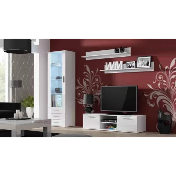 Cama TV-taso SOHO 140 valkoinen/valkoinen kiiltävä