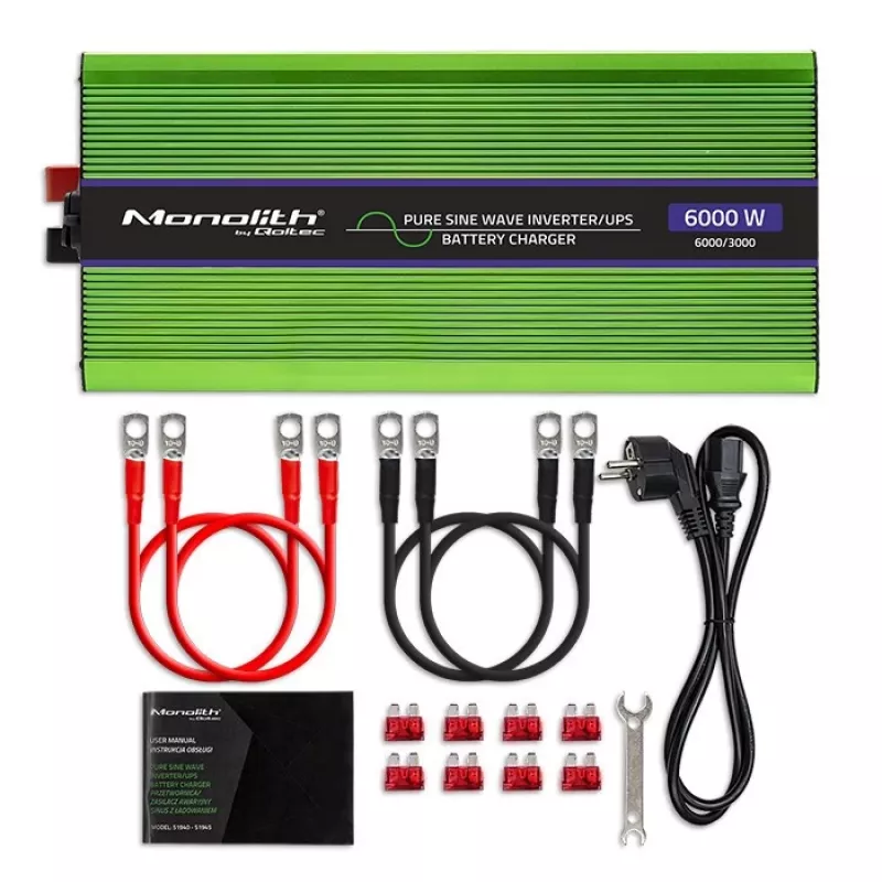 Auto-invertteri Qoltec Monolith 6000 W vihreä 12 V
