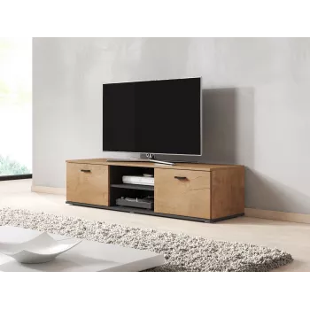 TV-kaappi Cama Meble SOHO 140, Lefkas-tammi/musta, 1400×430×370 mm