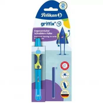 Pelikan griffix® täytekynä oikeakätisille - Neon Fresh sininen - sininen - patruunatäyttöjärjestelmä - sininen - muovi - ruostumaton teräs - oikeakätisille (820363)