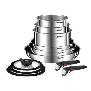 Kattilasarja Tefal Ingenio Emotion L897SB74 — 11 osaa, pinottava, tarttumaton, ruostumaton teräs, uuninkestävä, Thermo-Spot