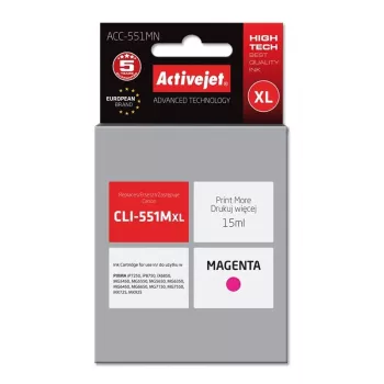 Activejet ACC-551MN mustekasetti (Canon CLI-551M -yhteensopiva; Supreme; 15 ml; magenta)
