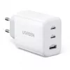 Seinälaaturi UGREEN CD275 2× USB Type-C 65W valkoinen — Dual-USB-C 65W pikalataus, 100–240V tulo