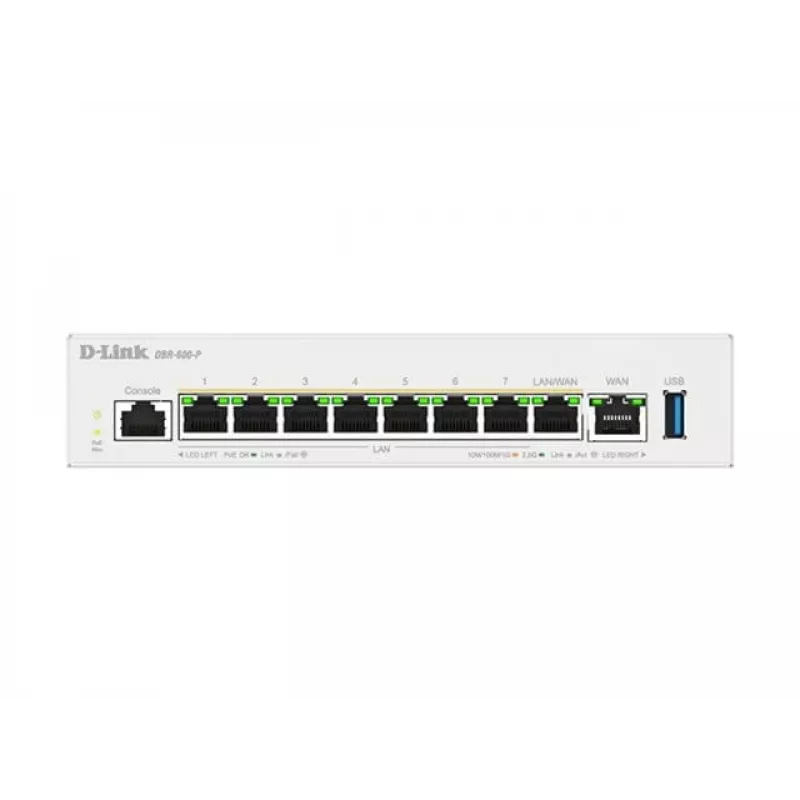 D-Link DBR-600-P/B Business PoE -reititin, Ethernet WAN, 2,5 Gigabit Ethernet, valkoinen