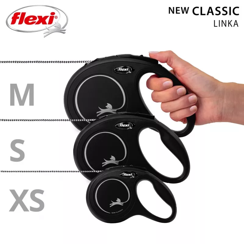 Flexi New CLASSIC 5 m musta koiran flexi-hihna