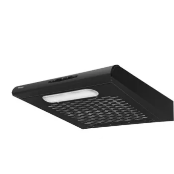 Kalusteisiin asennettava liesituuletin MPM MPM-61-PX-73, musta ruostumaton teräs, 600×190×560 mm, 175 m³/h, aktiivihiilisuodatin