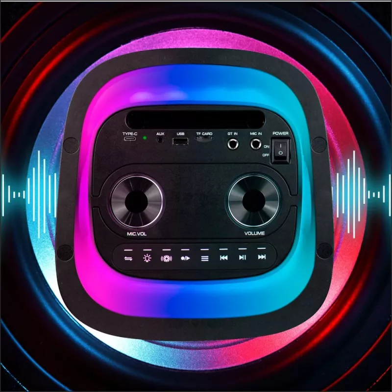 Kannettava kaiutin MANTA SPK0601B100, 100 W, Bluetooth, karaoke, langaton mikrofoni, akku, taajuuskorjain, diskovalot