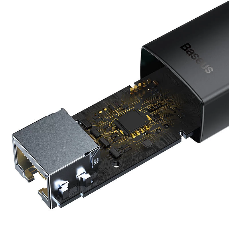 Baseus Lite Series USB-RJ45-verkkosovitin, 100Mbit/s (musta)