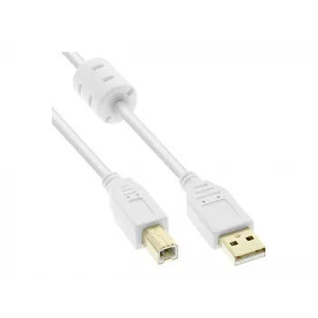 Microconnect USBAB2WF USB-kaapeli USB 2.0 2 m USB A USB B valkoinen