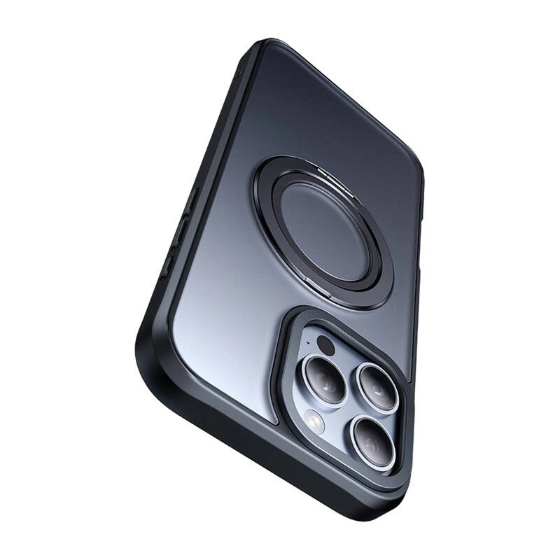 McDodo PC-4932 suojakotelo iPhone 16 Pro sisäänrakennetulla jalustalla, musta