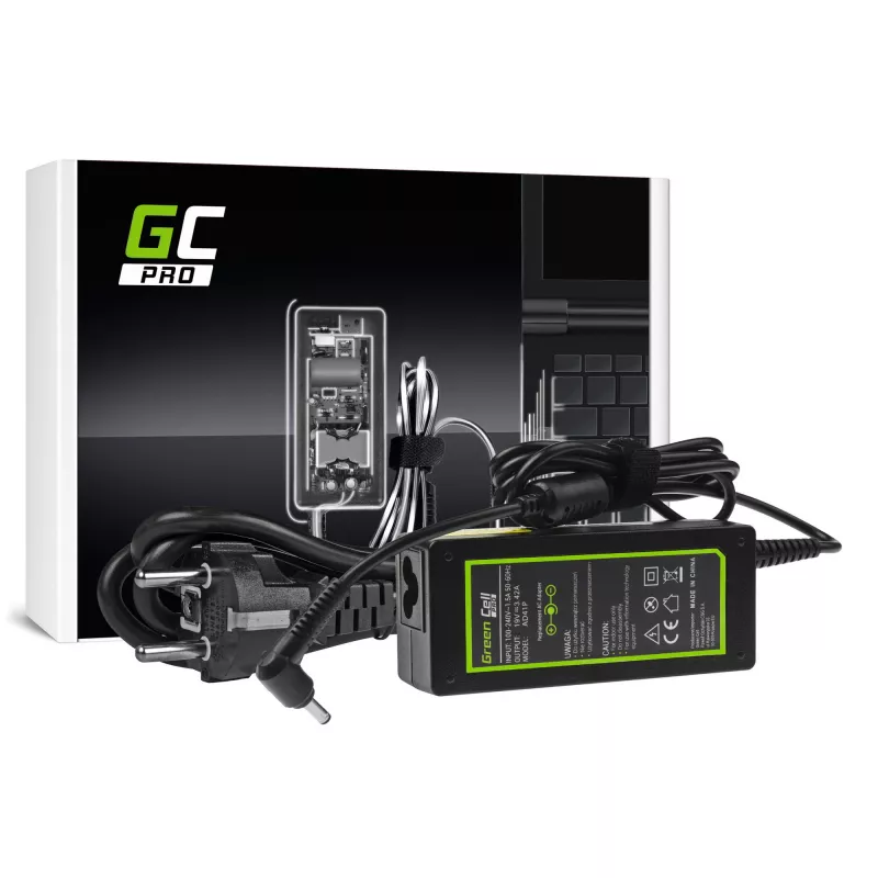 Virtalähde Green Cell AD41P 65W ASUS-kannettaviin, 19V 3,42A, sisäkäyttöön, musta