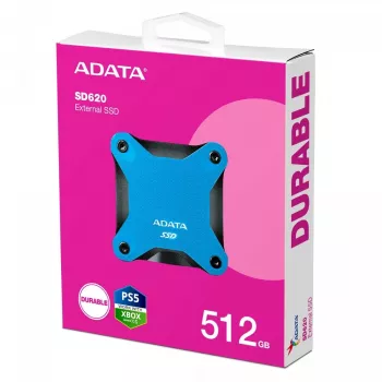 Ulkoinen SSD ADATA SD620 512 GB, USB 3.2 Gen 2 Micro-USB B, sininen, silikonikotelo, iskunkestävä