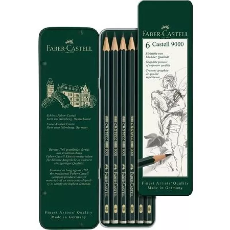 Grafiittikynä Faber-Castell 9000 vihreä Wood 6 kpl