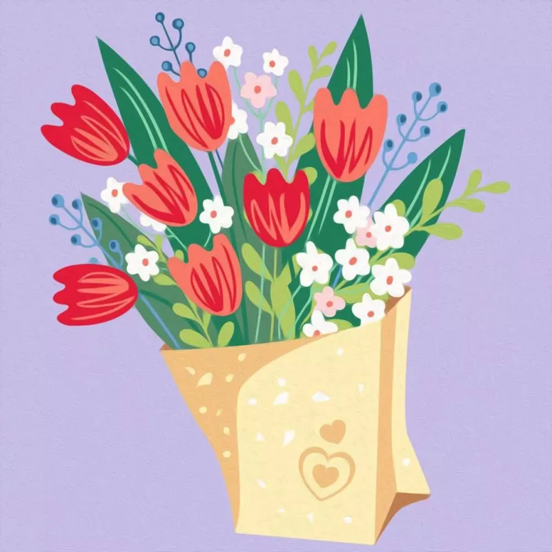 Ravensburger CreArt -maalaa numeroilla -sarja - Tulpenstrauß-kuva, malli 25518
