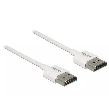 DeLOCK High Speed HDMI with Ethernet - HDMI Ethernet-kaapelilla - HDMI (M) - HDMI (M) - 2,0 m - kolminkertainen eristys - valkoinen - 4K-tuki (85137)