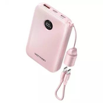 Powerbank Vention FKAP0-C 10000 mAh, 2× USB-C + 1× USB-A, 22,5 W, pinkki