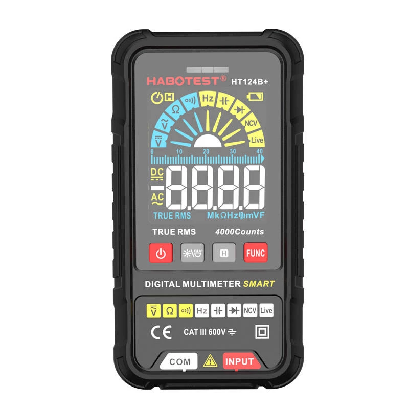 Digitaalinen yleismittari Habotest HT124B+ — AC/DC-jännite- ja vastusmittaus