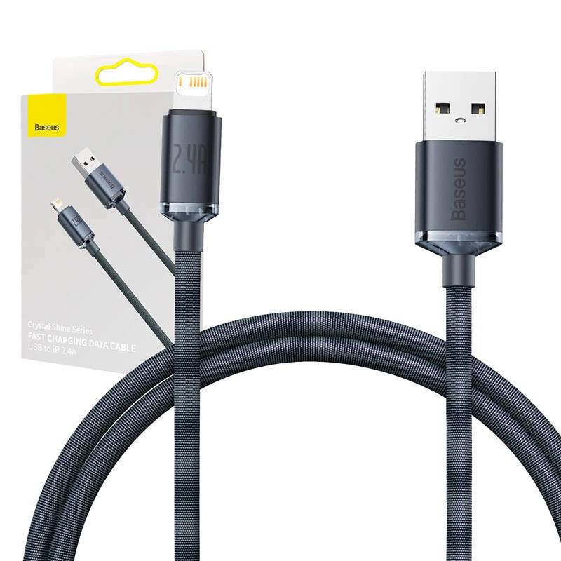 Baseus Crystal Shine kaapeli USB-Lightning, 2,4 A, 1,2 m (musta)