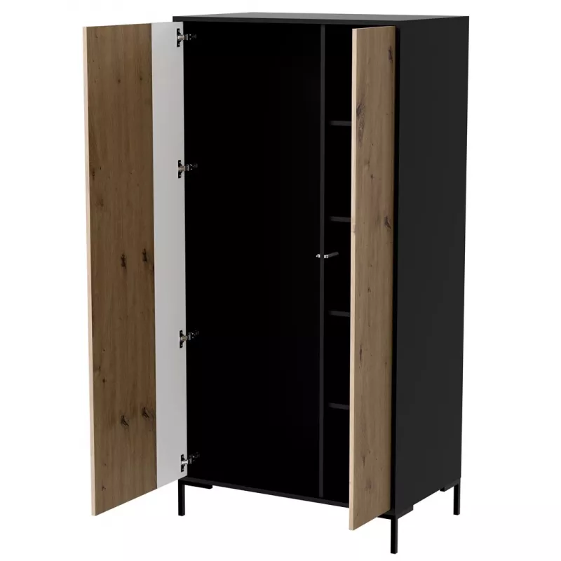 Vaattekaappi cama meble Cama v, musta runko, 4 hyllyä, 900×550×1840 mm