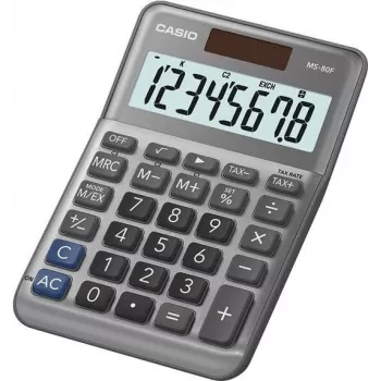 Peruslaskin Casio MS-80F pöytälaskin 8-numeroinen harmaa