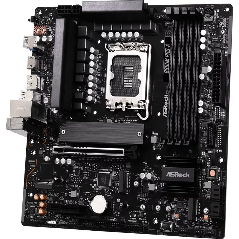 Emolevy ASRock B860M Pro-A micro ATX — Intel B860, LGA 1851, DDR5, 4 DIMM, jopa 256 GB, 2.5Gb Ethernet