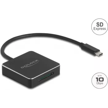 Kortinlukija DELOCK 91019 USB 3.1 (Gen 2) Type-C — SD / SDHC / SDXC, 10 Gbit/s, musta