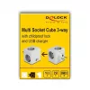 DeLOCK 11501 verkkopistoke-adapteri Type-F valkoinen 3A USB-portit