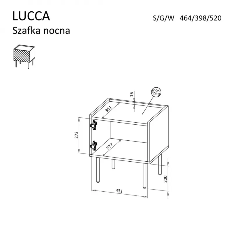 Yöpöytä Cama LUCCA, cama meble, 47x40x52 cm, cashmere, MDF/lastulevy, 2 kpl:n sarja