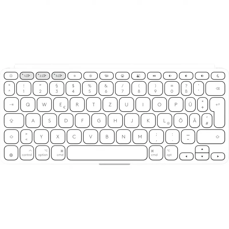 Logitech Keys-To-Go 2 langaton näppäimistö iPadille, iPhonelle, Macille ja Apple TV:lle, saksalainen asettelu, vaaleanharmaa