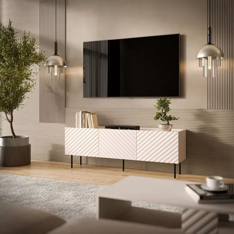 Cama LUCCA 3D TV-taso 165x40x59 cashmere