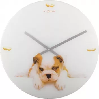 NeXtime kello 8136 Puppy, Ø43 cm, seinäkello, valkoinen/beige
