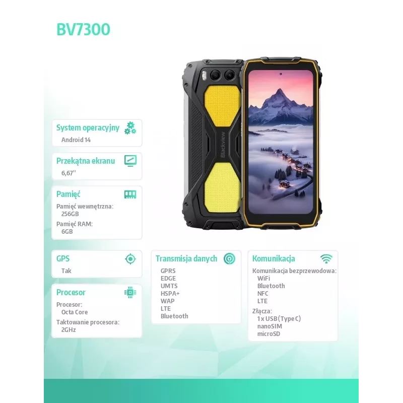Älypuhelin Blackview BV7300 6GB/256GB keltainen