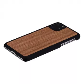 Älypuhelinkotelo man and wood iPhone 11 Pro Maxille — musta saksanpähkinä, puinen takasivu, suojakehys