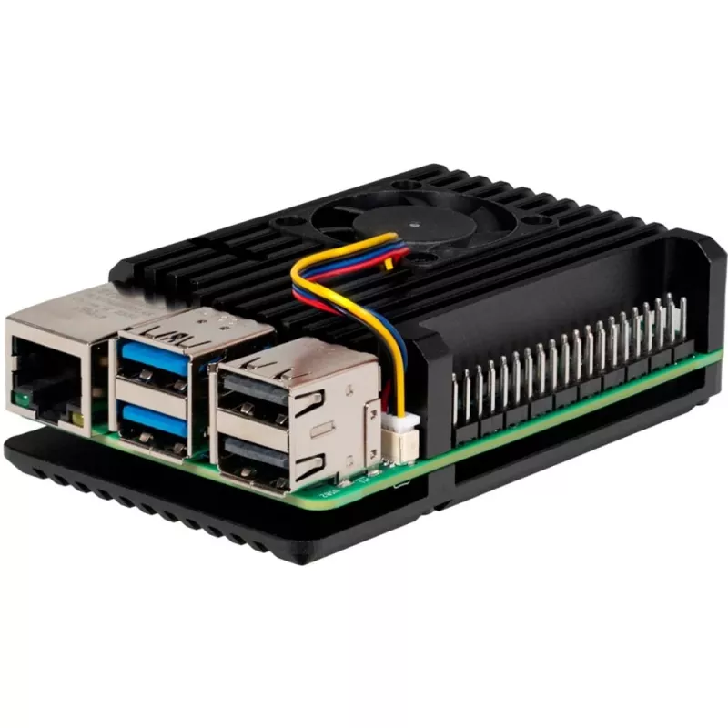 Joy-IT Armor Case BLOCK ACTIVE SBC-kotelo sopii kehitysalustoille Raspberry Pi (RB-AlucaseP5-07FAN)