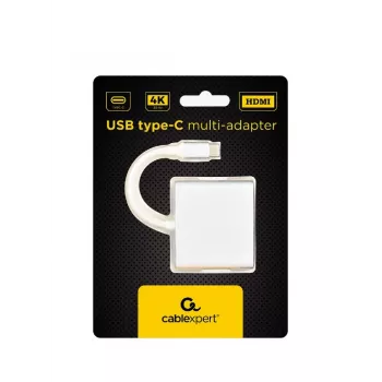 USB-näytönohjainadapteri GEMBIRD A-CM-HDMIF-02-SV, HDMI-lähtö, jopa 3840×2160, hopea, 58,5×51×11,6 mm