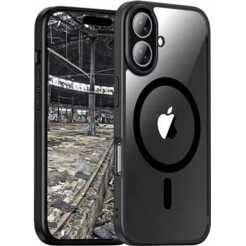 JT Berlin BackCase Pankow Hybrid MagSafe-yhteensopiva | Apple iPhone 16 | musta/läpinäkyvä | (11098)