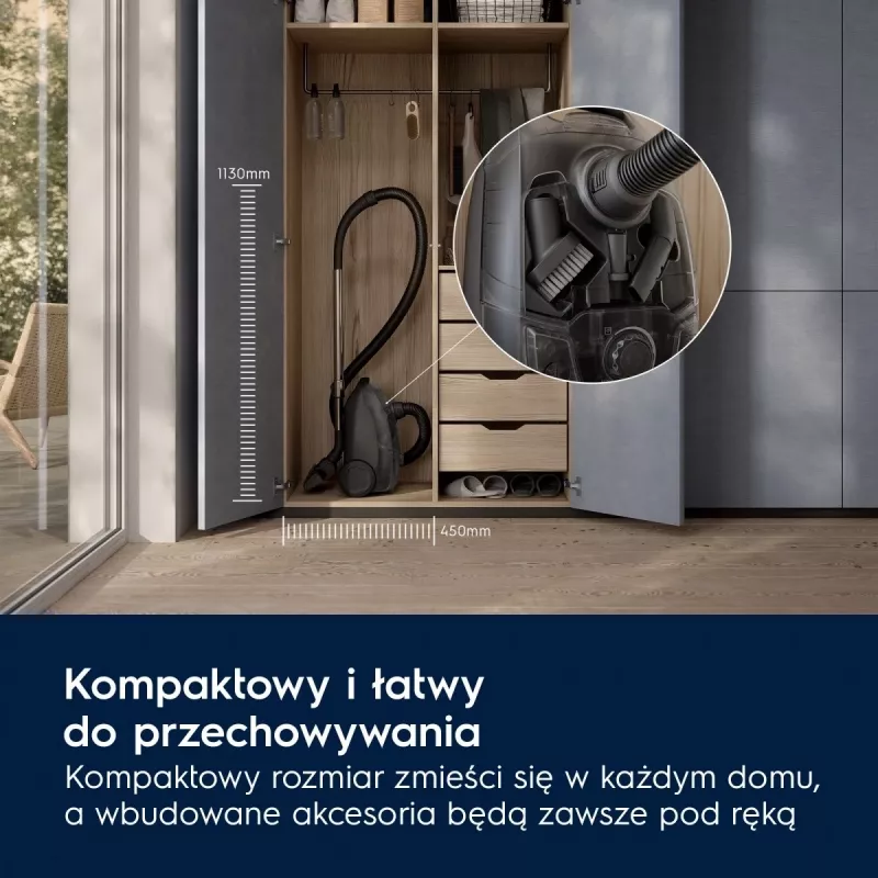 Rumpupölynimuri Electrolux EB31C1DB 750 W, 3 litran pölypussi, HEPA-suodatin, teleskooppiteräsputki