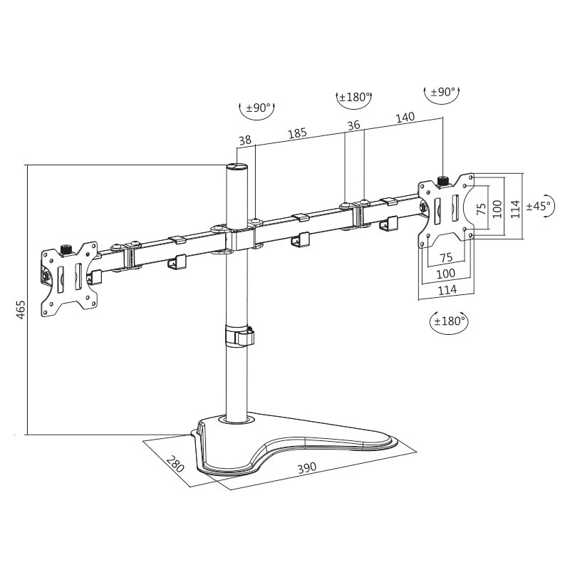 Monitoriteline LogiLink BP0045 81,3 cm (32 tuumaa) pöytä musta ruostumaton teräs