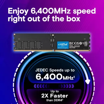 Crucial - DDR5 - moduuli - 32 GB - DIMM 288-PIN - 3200 MHz / PC5-51200 CL52 1,1 V taktunabhängig unbuffered on-die ECC musta