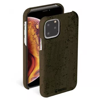 Suojakotelo Krusell Birka Apple iPhone 11 Pro, tummanruskea nahkajäljitelmäkotelo