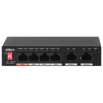 Dahua Technology PFS3006-4ET-60 hallitsematon L2 Fast Ethernet (10/100) Power over Ethernet (PoE) musta