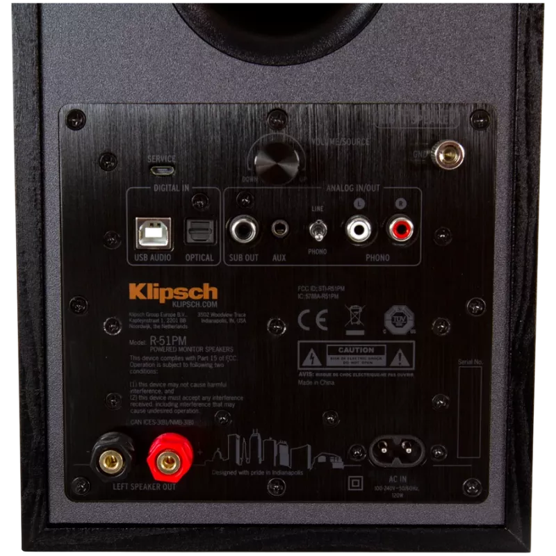 Aktiivinen hyllykaiutin KLIPSCH R-51PM — langallinen ja langaton, 120 W, musta/kupari