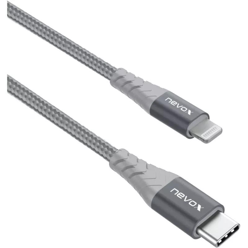USB 2.0 -adapterikaapeli, USB-C-pistoke > Lightning-pistoke (hopea/harmaa, 1 metri, PD, päällystetty)